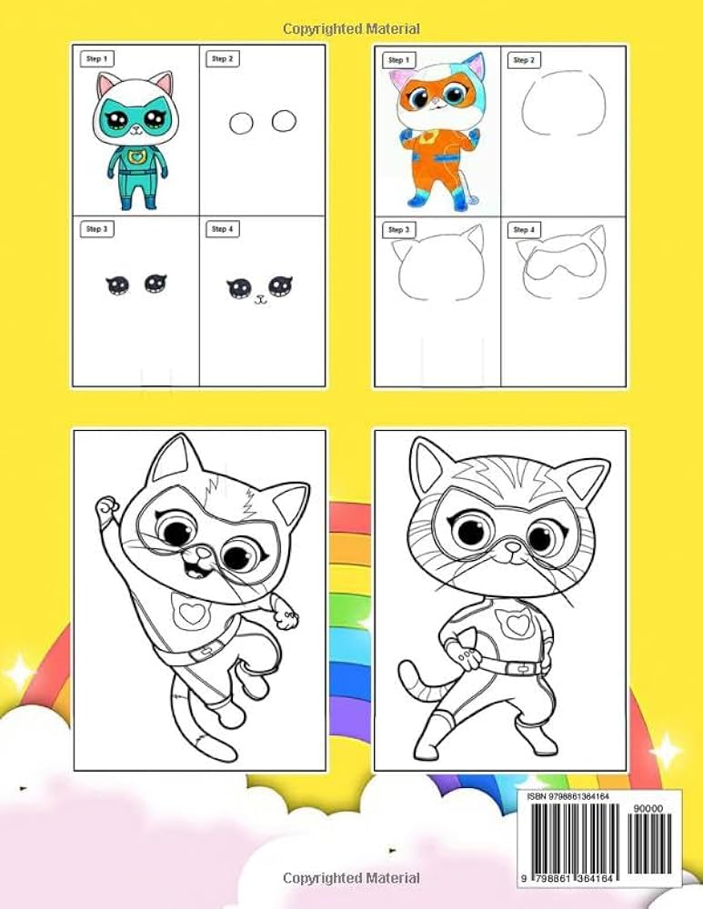 How to draw superkitties and coloring book for fan men teen women learn how to draw cute character step