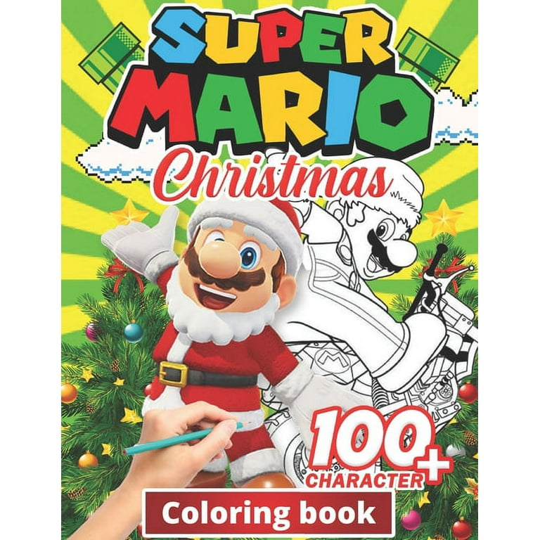 Super mario christmas coloring book illustrations wonderful jumbo super mario coloring book for kids ages