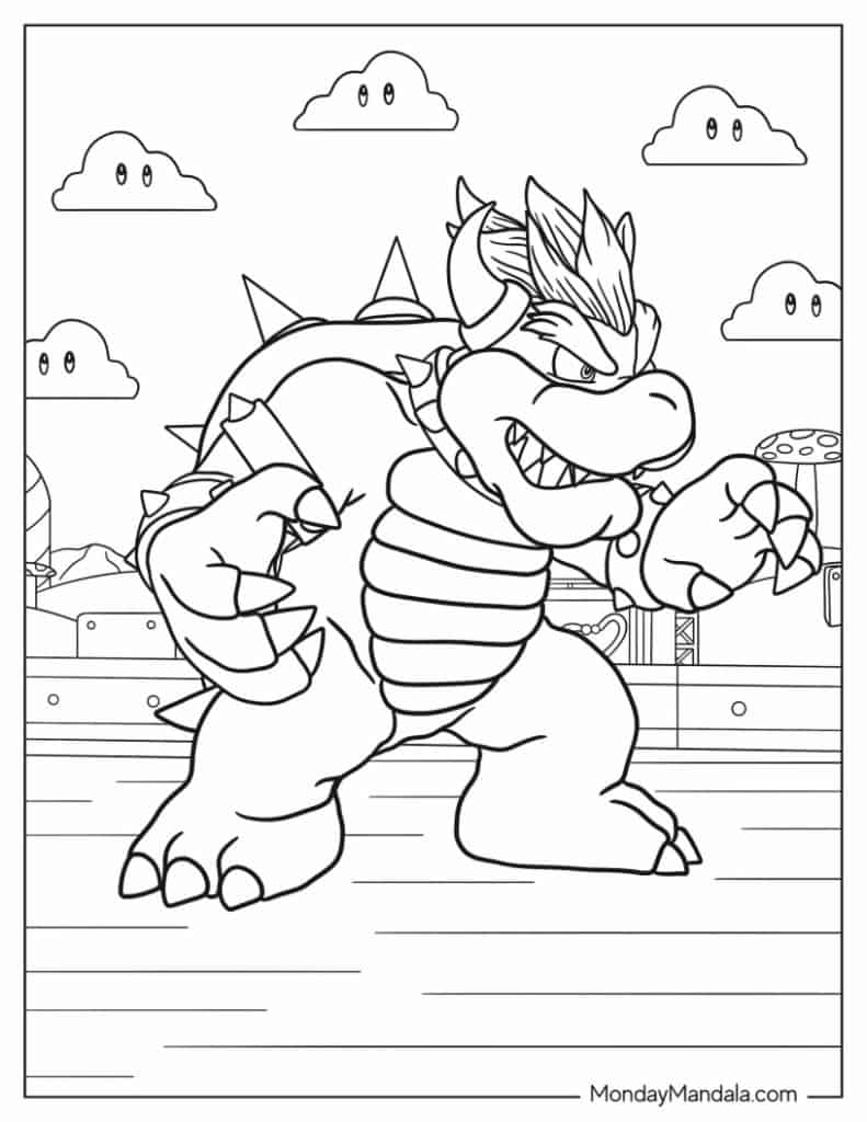 Bowser coloring pages free pdf printables
