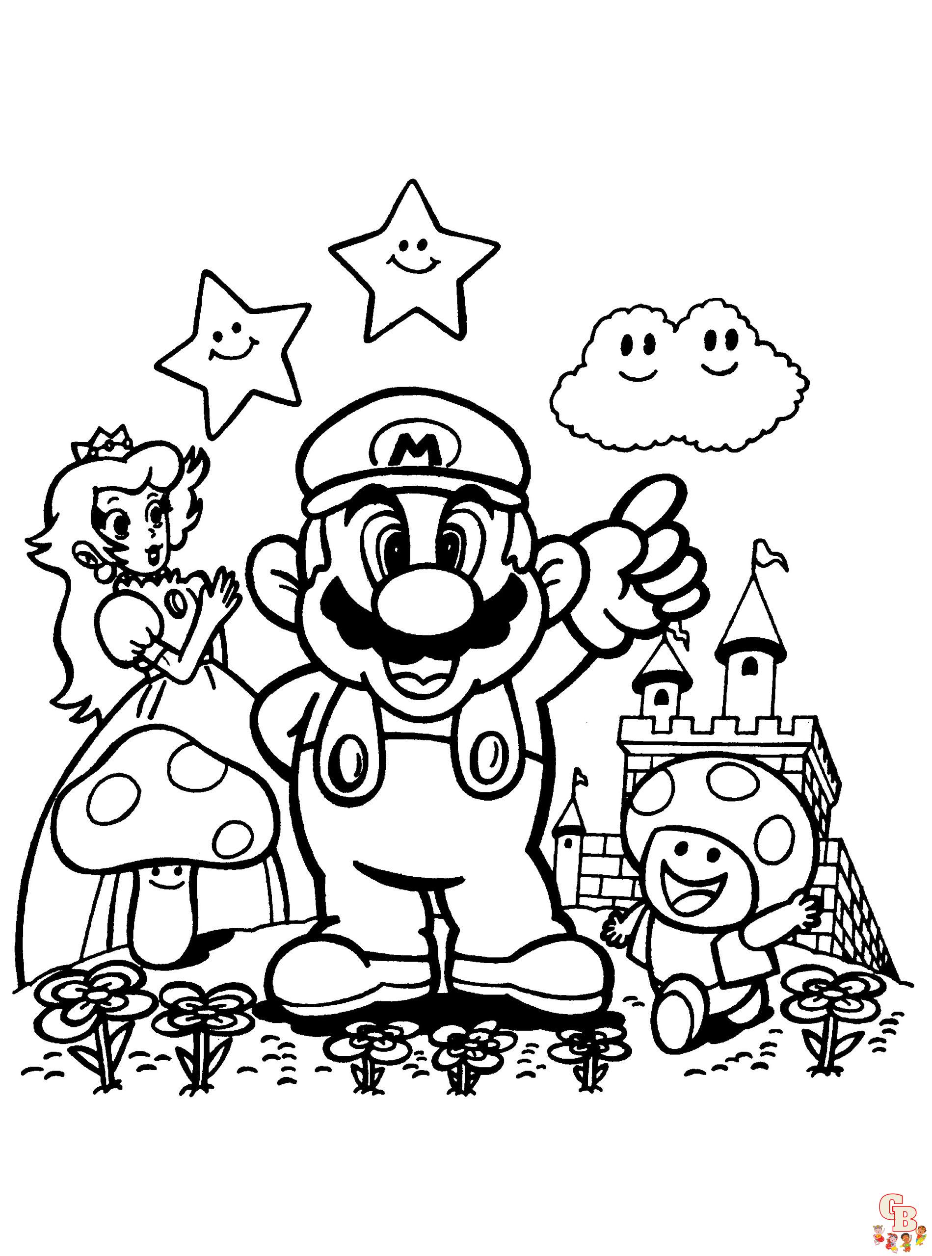 Free mario coloring pages printable for kids and adults