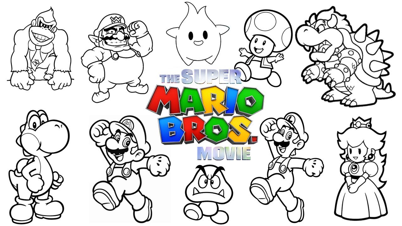Draw and color all super mario bros movie characters
