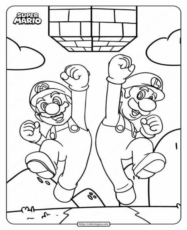 The super mario coloring page free and online coloring printable