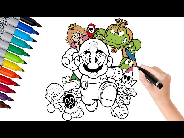 Coloring super mario and friends