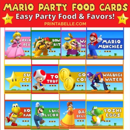Super mario party food cards printable