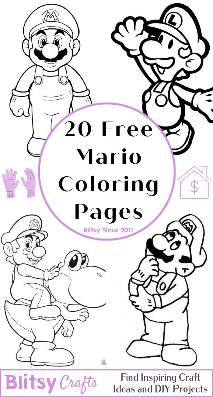 Free mario coloring pages for kids and adults