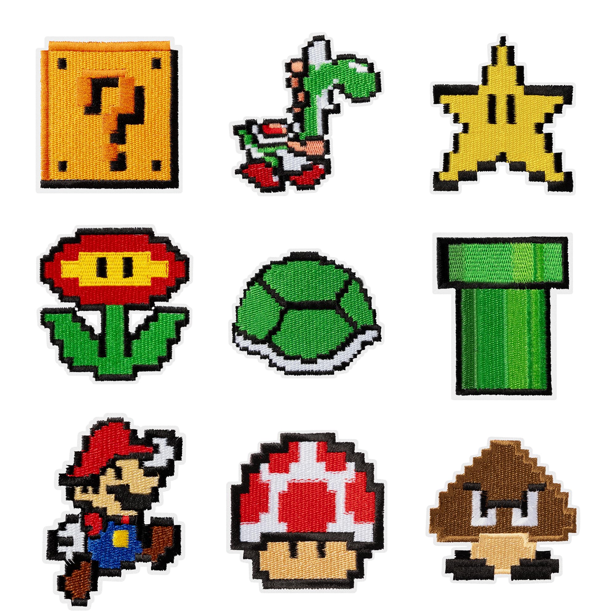 Pcs pixel mario embroidery patches cute kawaii cartoon anime wario sew on iron on embroidered applique repair patch diy craft accessories gifts for video game fans clothing jacket jeans backpack