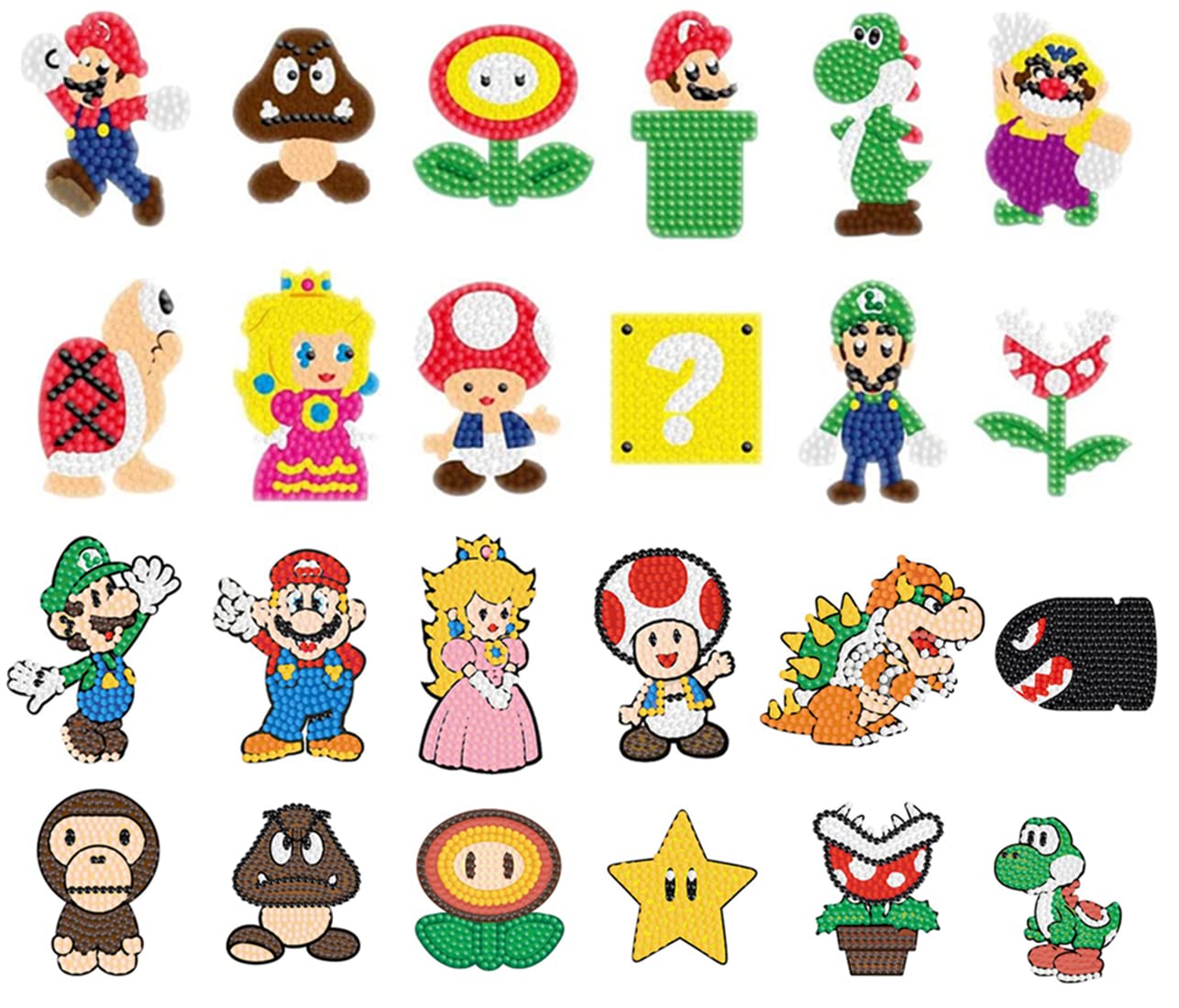 Hitomosu pcs diamond painting stickers kits for kidsdiy mario bros handmade art craft rhinestone role stikcers for kidsmario brother super mario themed diamond art by numbers kits toys games