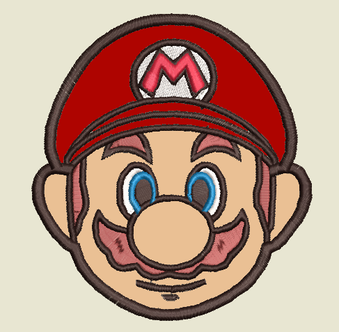 Embroidery pattern mario face applique