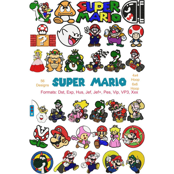 Super mario embroidery designs bundle mario embroidery ma