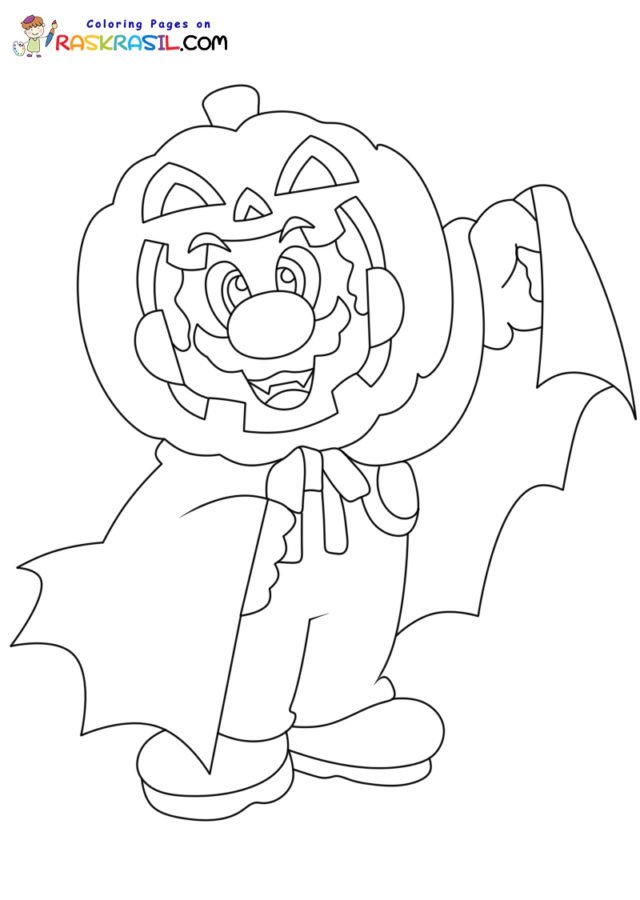 Mario halloween coloring pages printable for free download