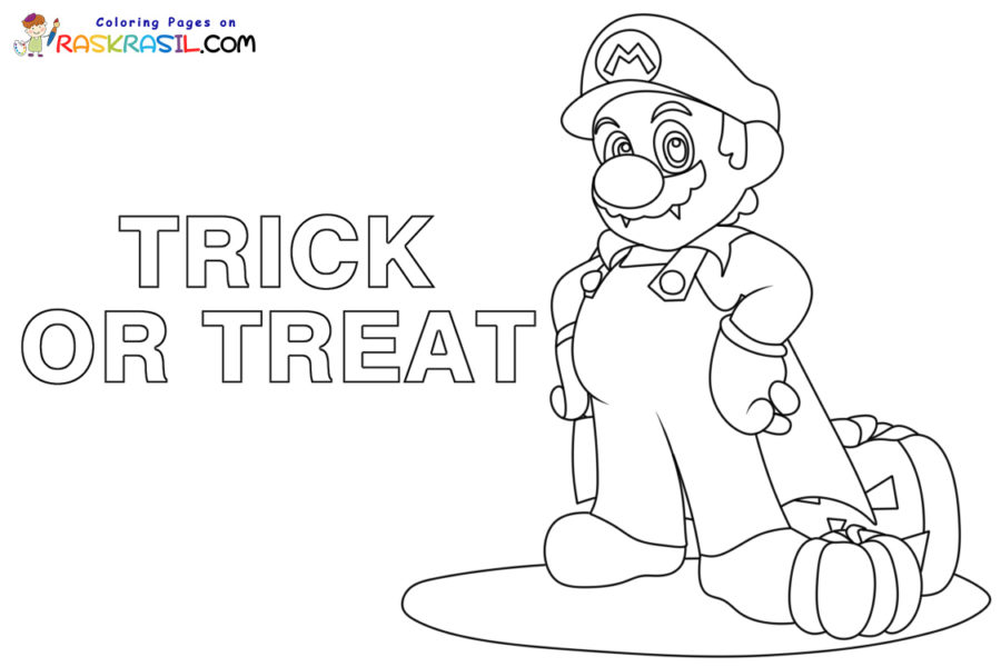 Mario halloween coloring pages