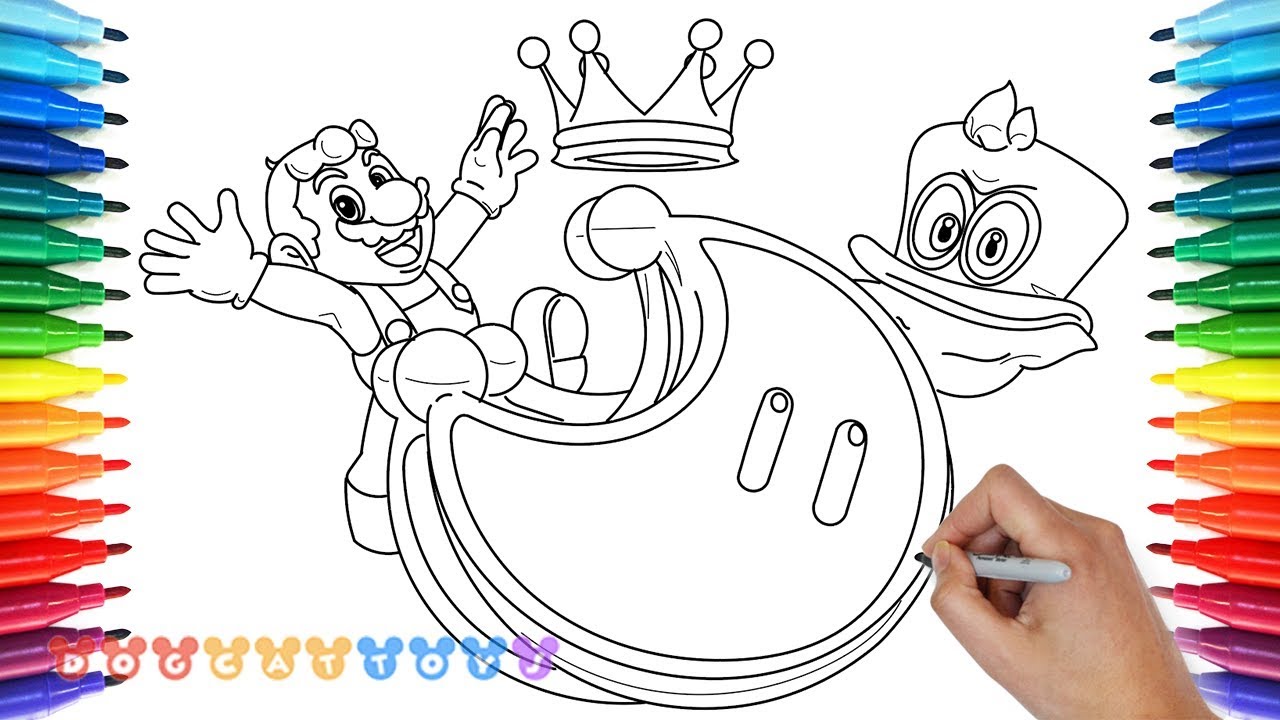 How to draw super ario odyssey drawing coloring pages for kids