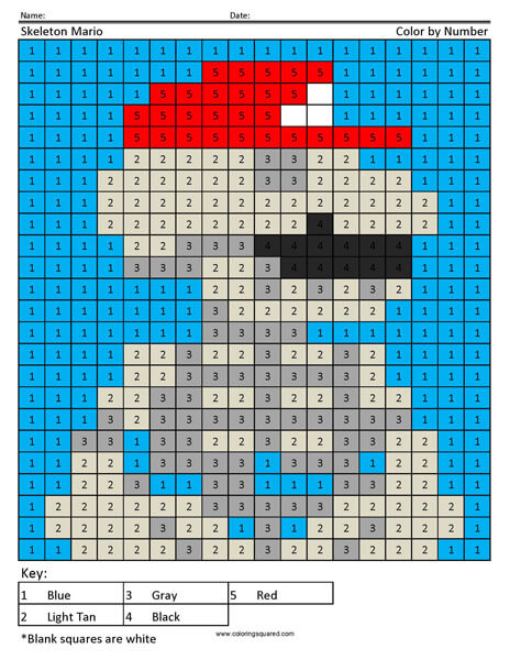 Skeleton mario coloring page