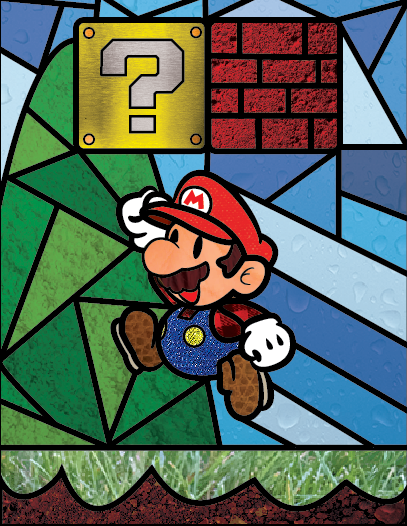 Super mario stained glass window