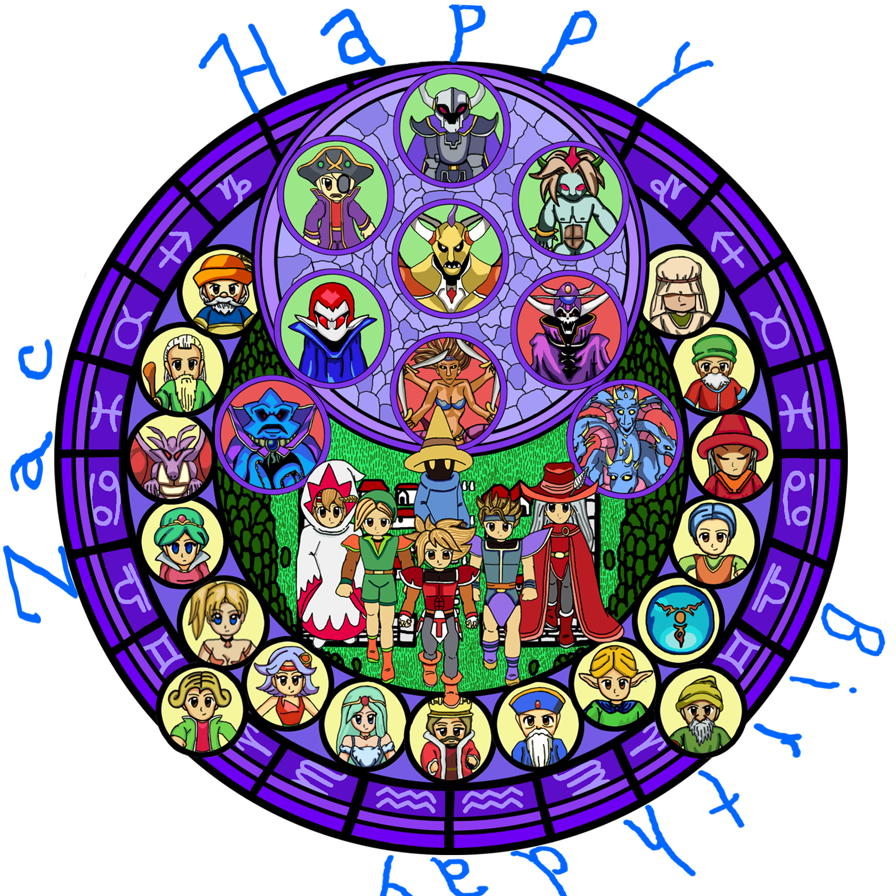 Final fantasy kingdom hearts stained glass by purpleorchid