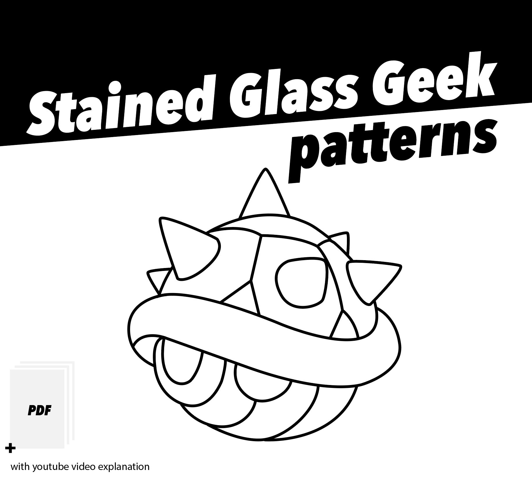Mario inspired stained glass pattern blue shell