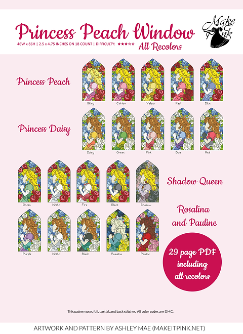 Princess peach stained glass window