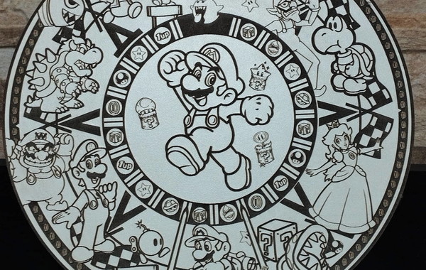 Plaquinha mdf redonda mandala super mario infantil decoraãão