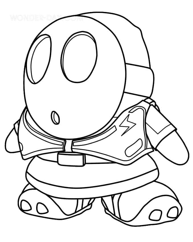 Drawing of shy guy mario coloring page