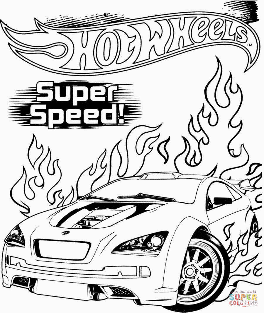 Hot wheels super speed coloring page free printable coloring pages
