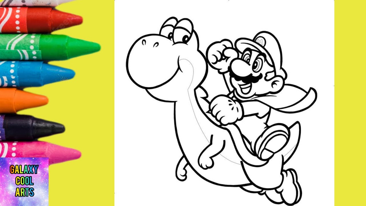 Super mario bros riding on the yoshi coloringpages coloring mario peach