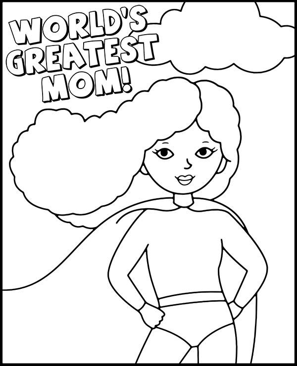 Supermom coloring page mothers day
