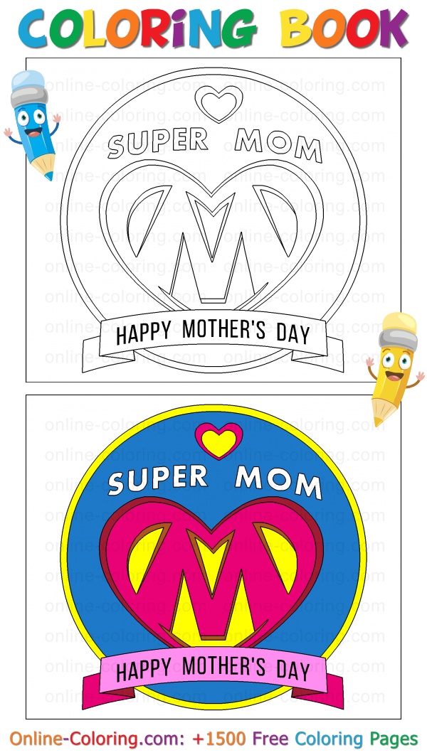 Super mom mothers day free online coloring page