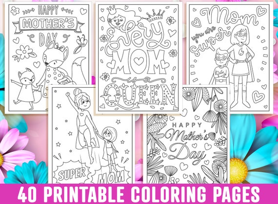 Mothers day coloring pages printable mom coloring pages for kids boys girls teens gift for mom mom coloring book instant download