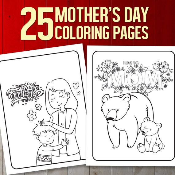 Best value mothers day coloring book for kids instant download inspirational mommy and me pages super sweet messages with cute animals