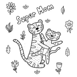 Mom coloring page vector images over
