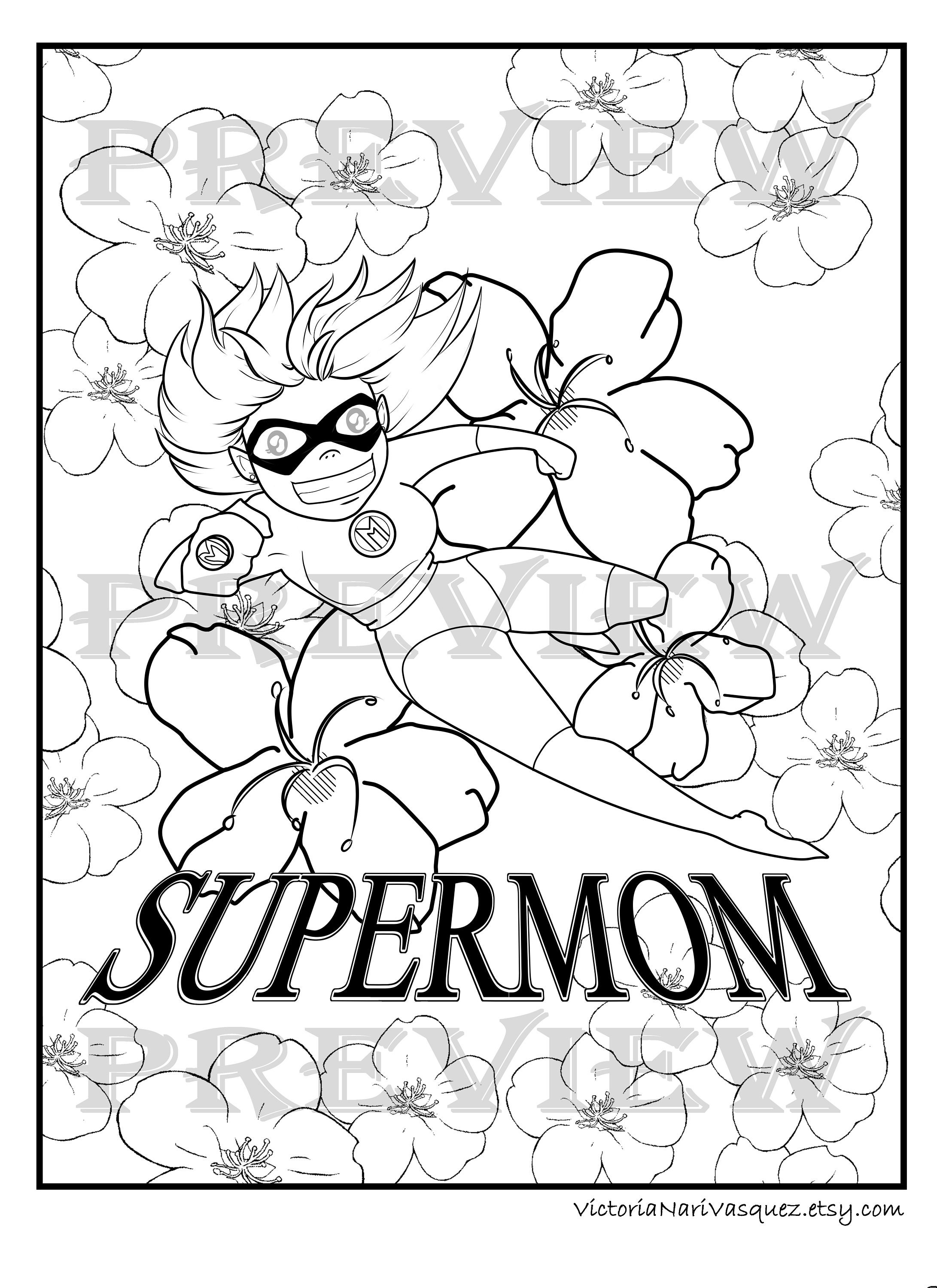 Supermom coloring page