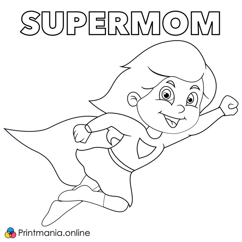 Coloring page supermom printable free to download for kids