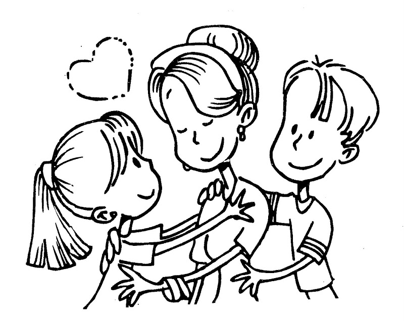 Mother with children hugging â