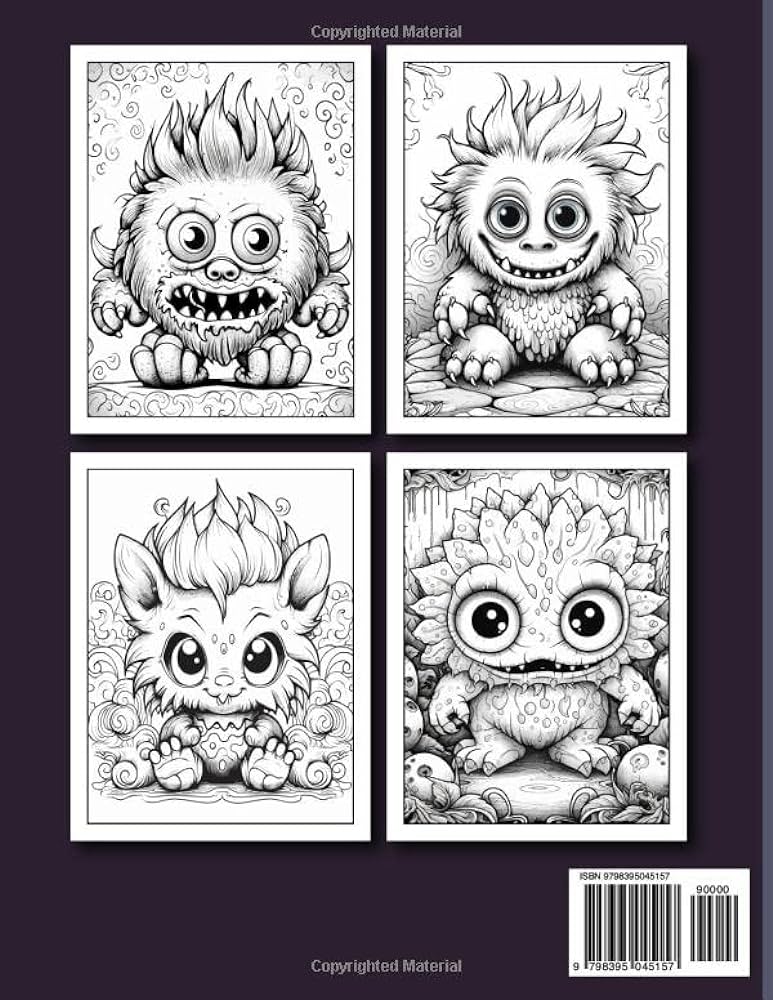 Adorable creepy monsters coloring book by ougra joe