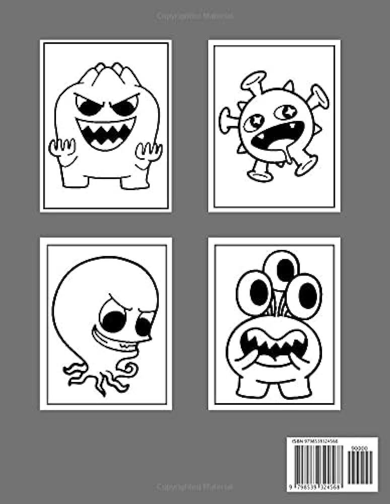 Cartoon monster coloring book super funny monsters to color for kids boys and girls cartoon monsters birthday gifts all children will love publishing coloring book books