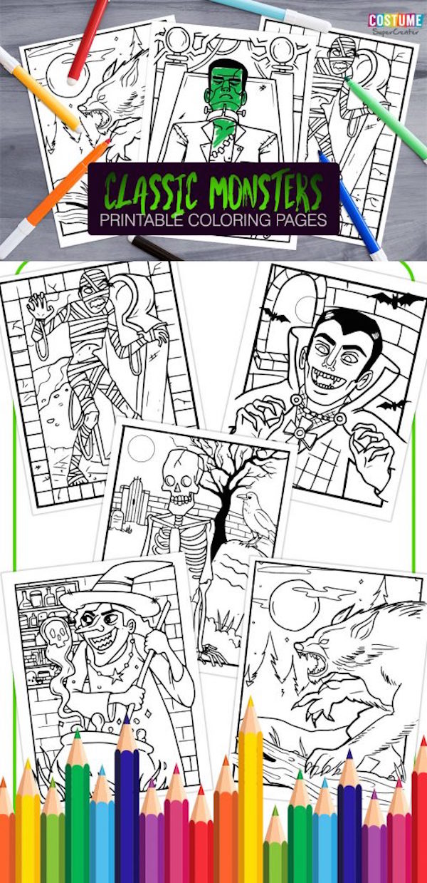 Classic monsters free printable coloring pages