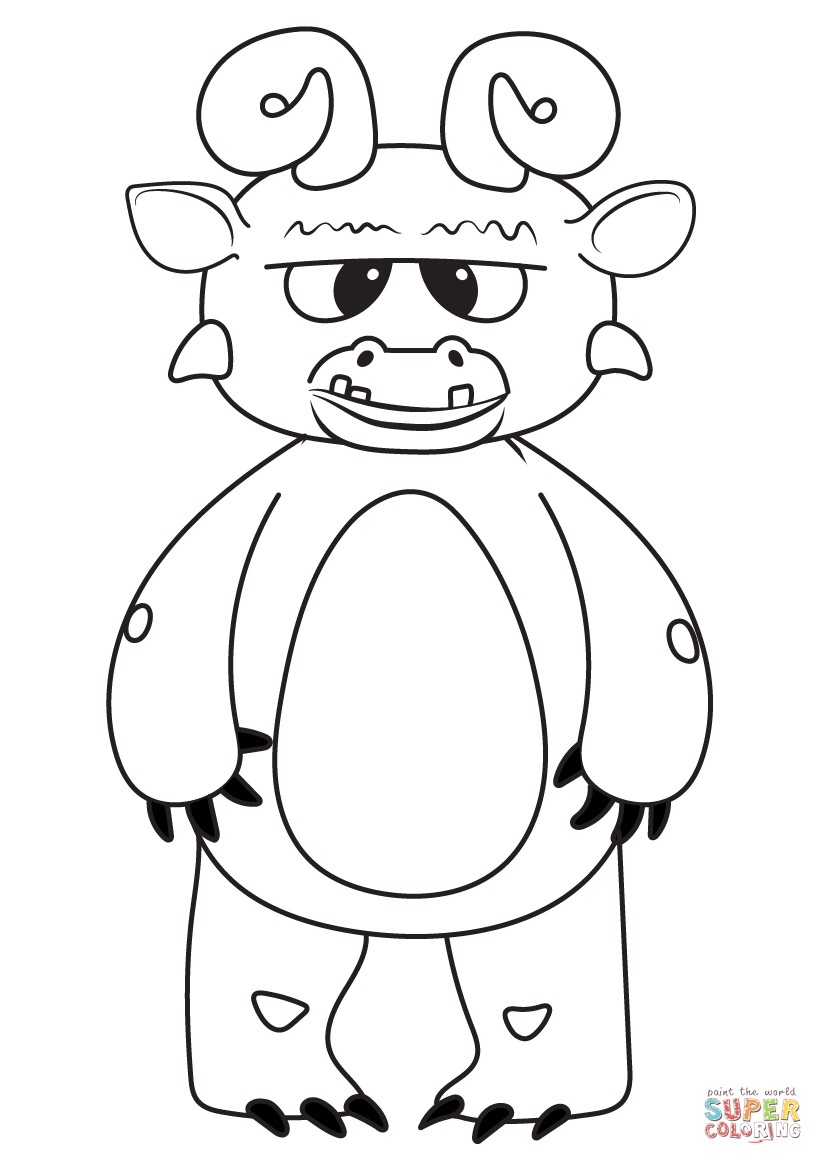 Simple monster coloring page free printable coloring pages