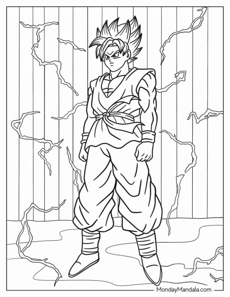 Goku coloring pages free pdf printables