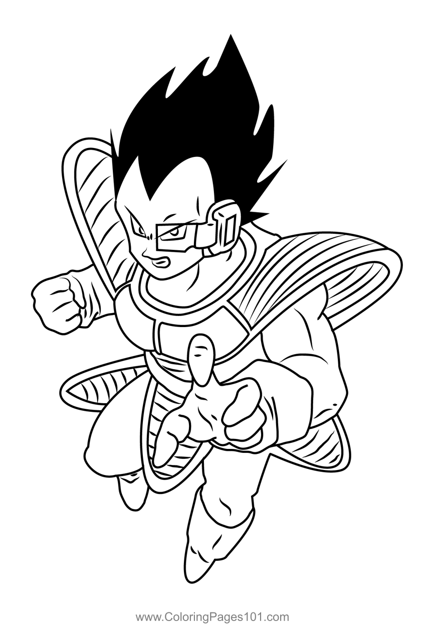 Dynamic vegeta coloring page for kids
