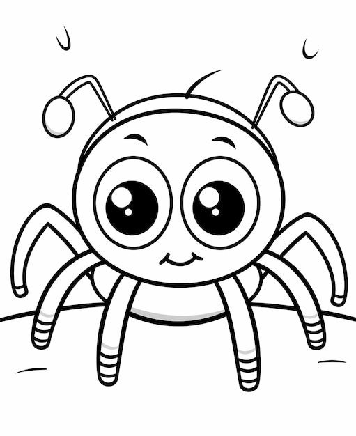 Premium ai image easy peasy spider fun super simple coloring page for kids cartoon style