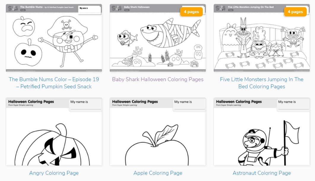 Free halloween coloring pages from super simple learning more
