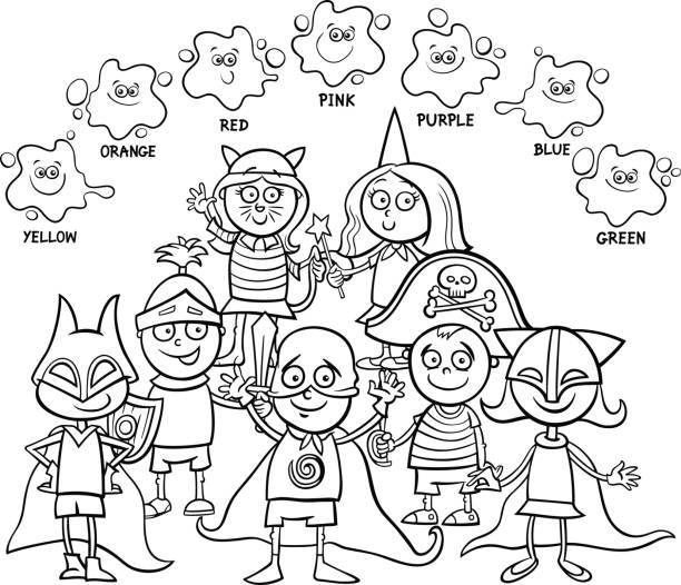 Basic colors educational coloring book stock illustration
