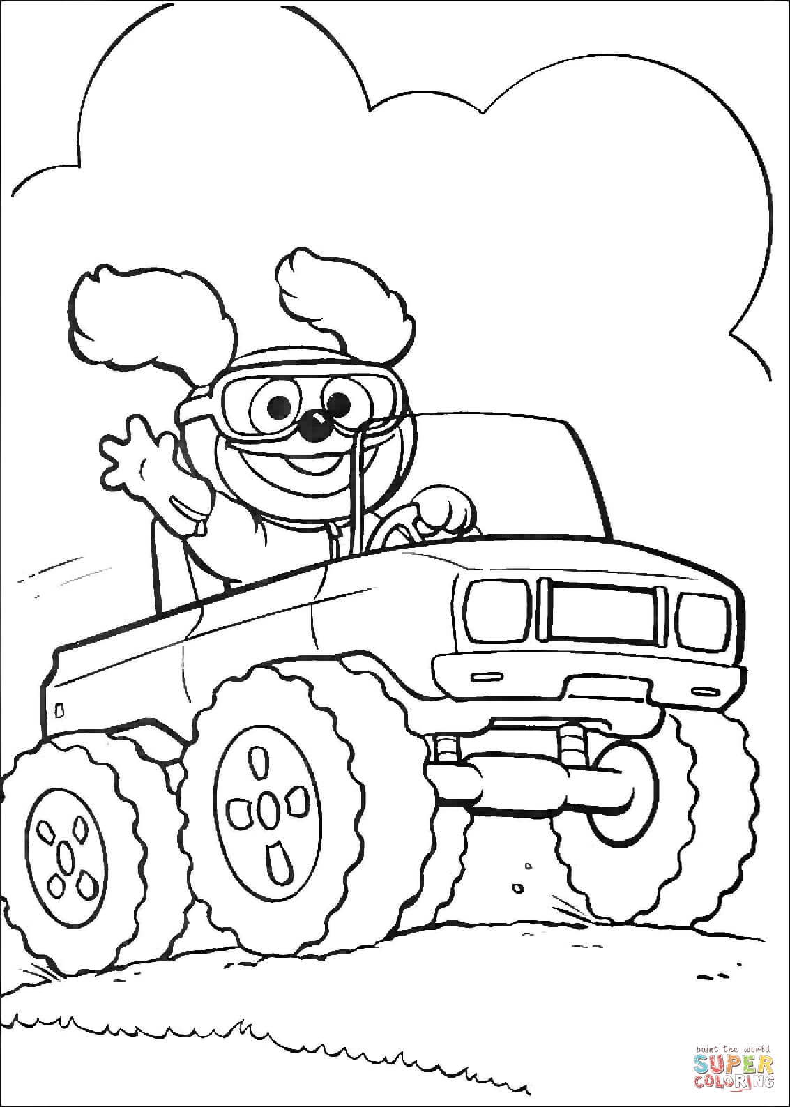 Baby rowlf drives a car coloring page free printable coloring pages