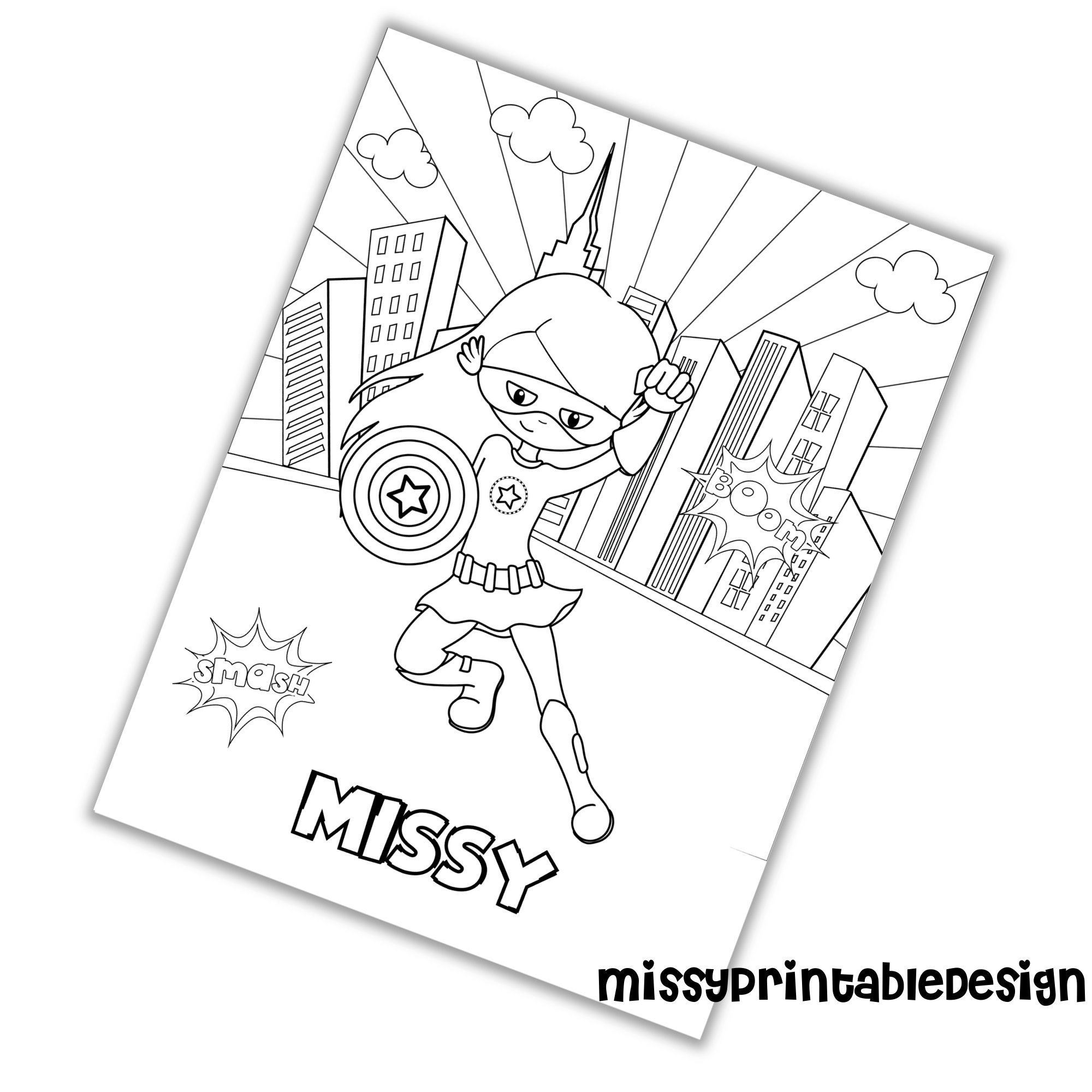 Personalized superhero coloring pages custom superhero birthday party coloring pages coloring pages for girls