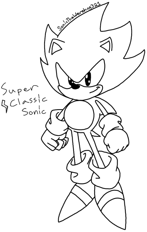 Super classic sonic drawing by sonicthewerehog on
