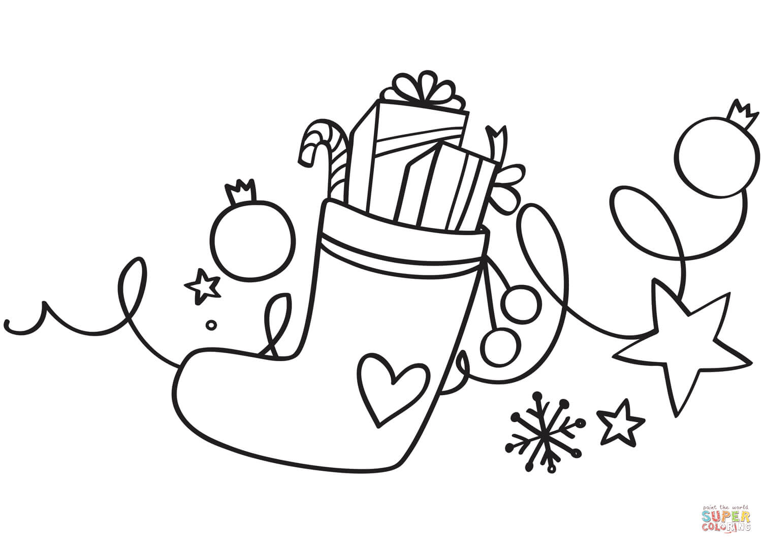 Xmas stocking coloring page free printable coloring pages