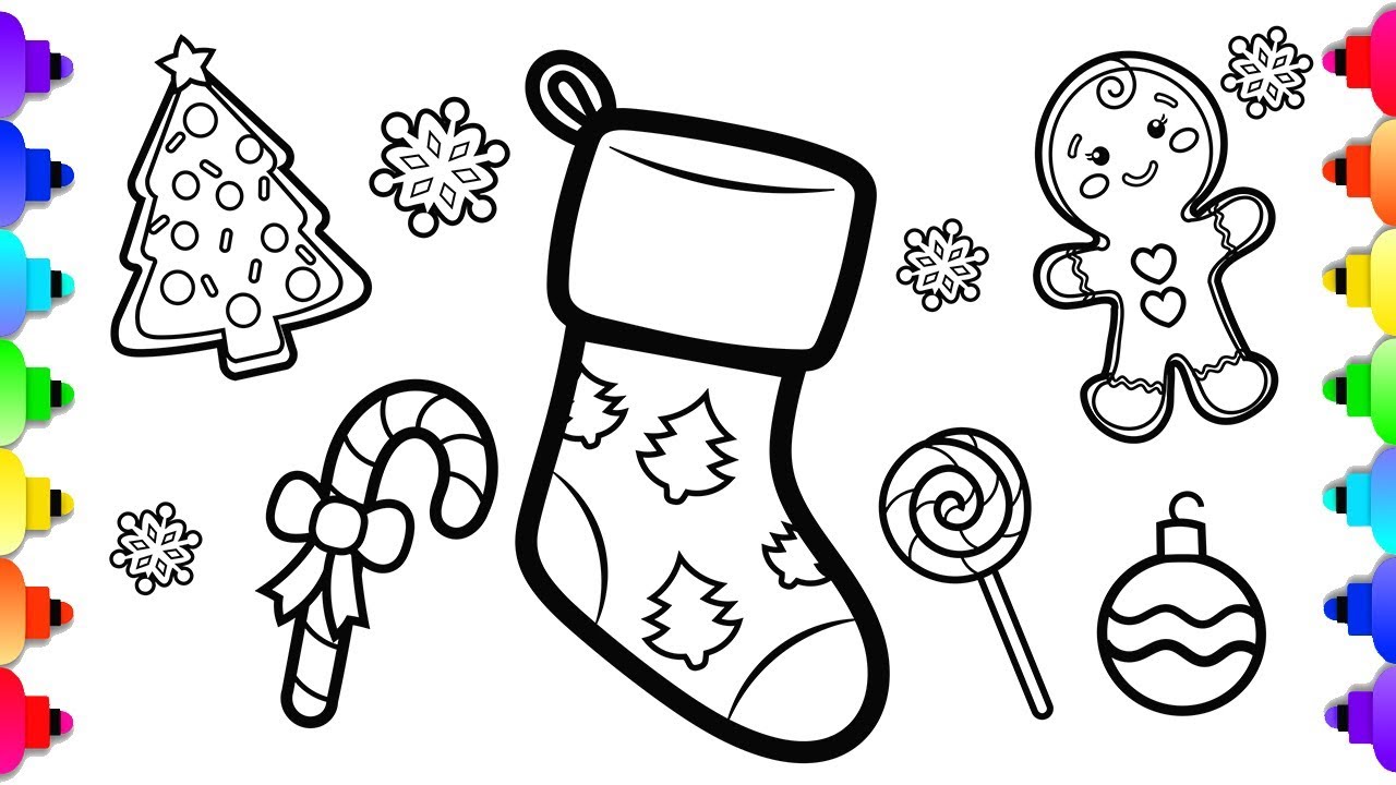 Christmas stocking coloring page ðððlearn to draw christmas stuff ðprintable