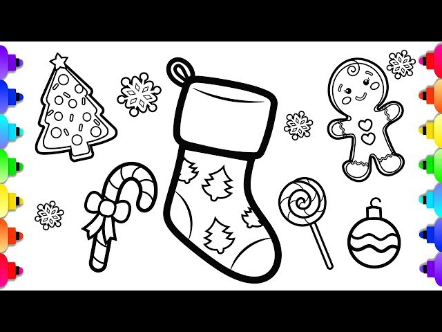 Christmas stocking coloring page ðððlearn to draw christmas stuff ðprintable