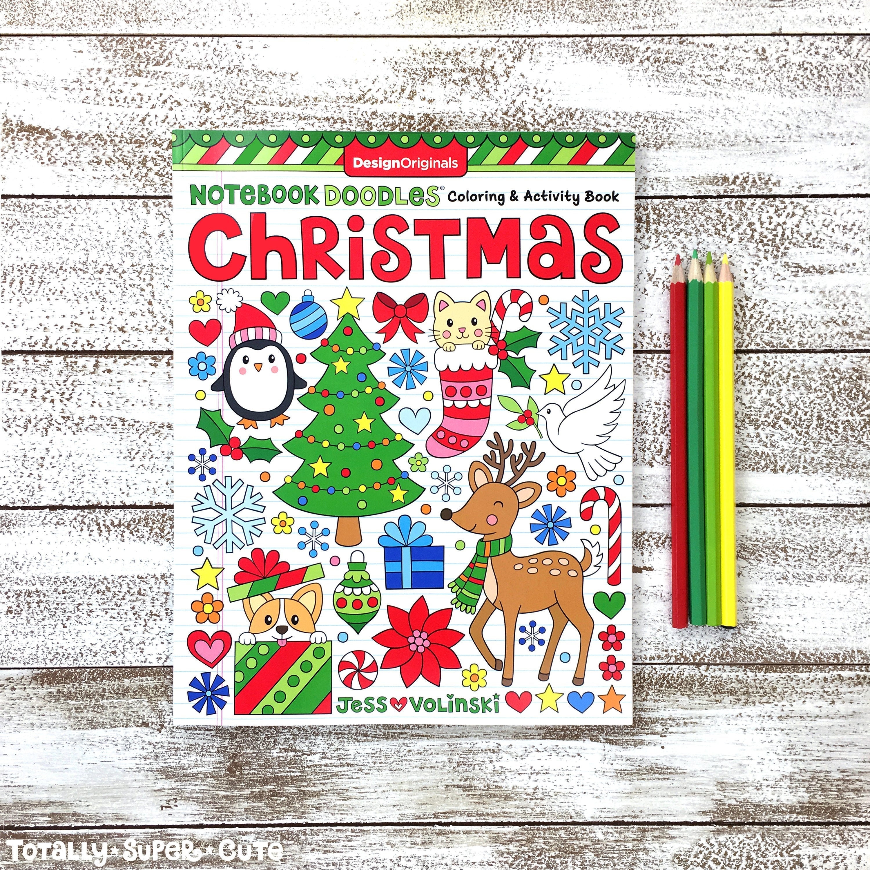 Christmas coloring book notebook doodles by jess volinski coloring for kids children tweens adult holiday gift stocking stuffer