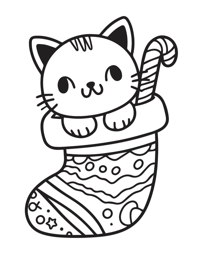 Free printable christmas cats coloring pages